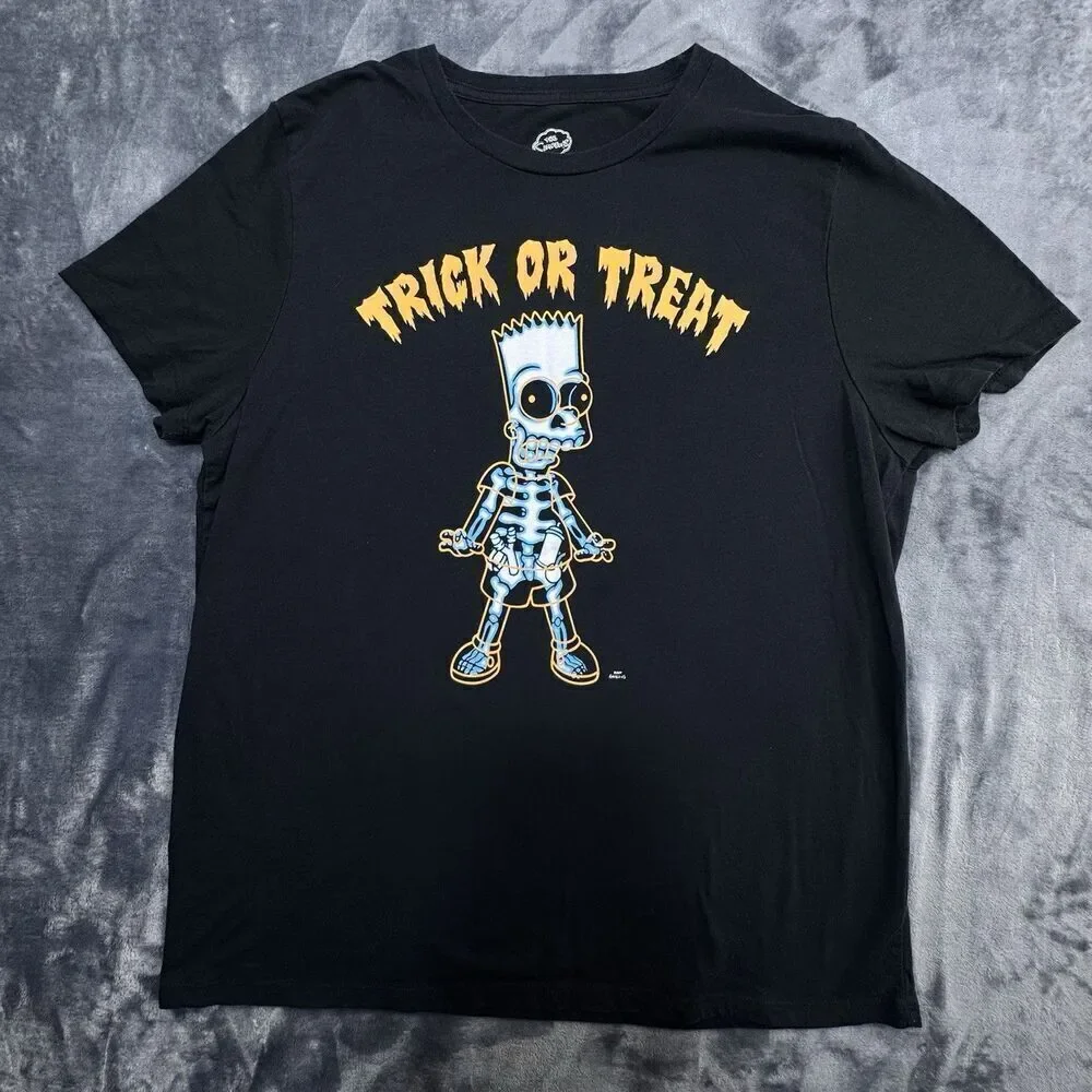 The Simpsons Sz XL Men's Trick Or Treat T-Shirt Short Sleeve Black Crew Neck